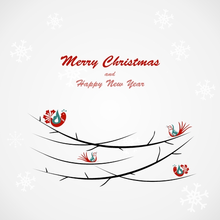 Card illustration with birds  Merry christmas のイラスト素材