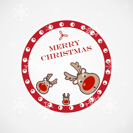 Christmas illustration with funny deer のイラスト素材