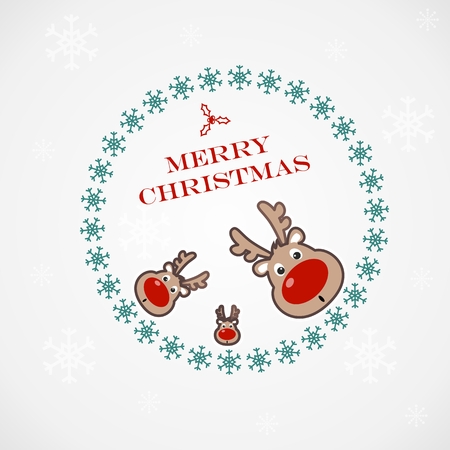 Christmas illustration with funny deer のイラスト素材
