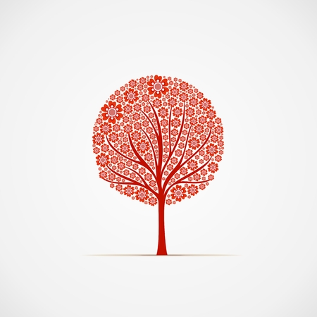 Blossom - simple tree with flowers vector illustration のイラスト素材