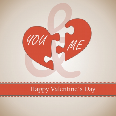 Happy Valentine's Day lettering Greeting Card. Background. You and Me. Puzzleのイラスト素材
