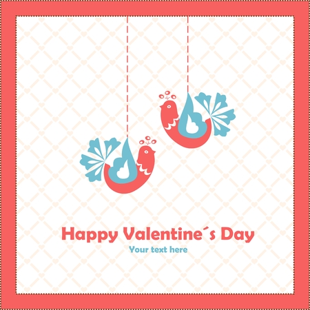 Happy valentines day. Love birds. Illustration. Vector.のイラスト素材