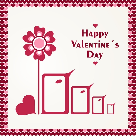 Happy valentines day. Bird love card. Vector illustrationのイラスト素材