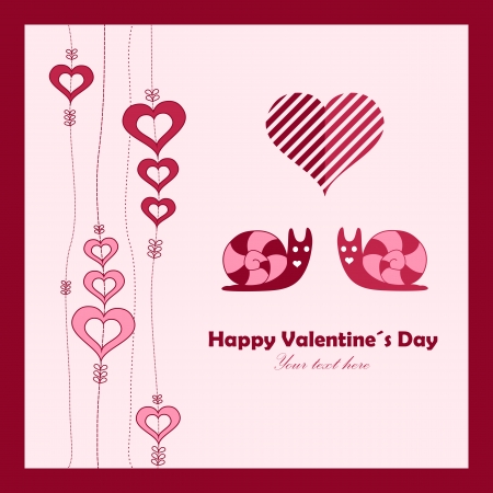 Snails valentines day card illustration. Beautiful vector illustration.のイラスト素材