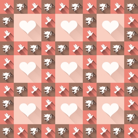 Seamless retro pattern  Texture with amore and birds  Vector  Illustration の写真素材