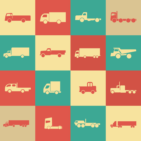 Retro transport icons. Vector illustration. Vector silhouettes of vehicles.のイラスト素材