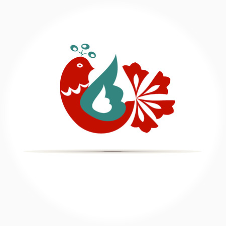 Isolated red blue bird walking with mouth open. Vector illustration. Cartoon images.のイラスト素材