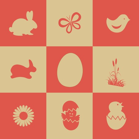 Easter Icon Symbol collection vector, grouped for easy editing. Illustration.のイラスト素材