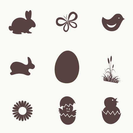 Easter Icon Symbol collection vector, grouped for easy editing. Illustration.のイラスト素材