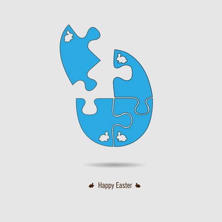 Happy easter eff card. Puzzle. Vector. Illustration.のイラスト素材