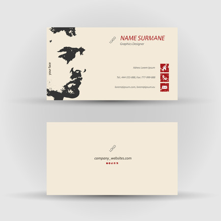 Set of modern vector business card template - front and back sideのイラスト素材