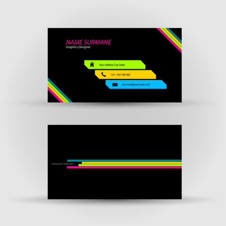 Set of modern business card template - front and back sideのイラスト素材