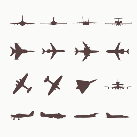 Big collection of different airplane icons. Vector. Illustration.のイラスト素材