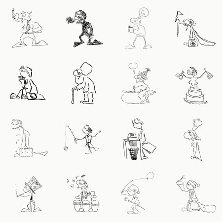 Set of 16 drawing people's for your design. Vector. Illustration.のイラスト素材