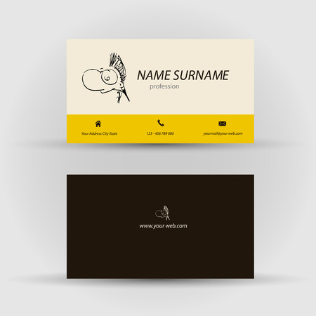 Set of modern vector business card template with face - front and back sideのイラスト素材