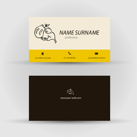 Set of modern vector business card template with face - front and back sideのイラスト素材