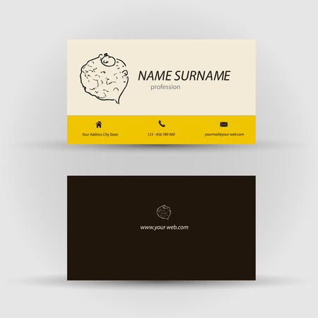 Set of modern vector business card template with face - front and back sideのイラスト素材