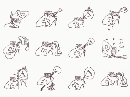 facial expression comic cartoon style. Vector. Illustration.のイラスト素材