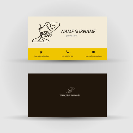 Set of modern vector business card template with face - front and back sideのイラスト素材