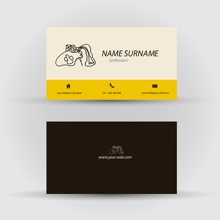 Set of modern vector business card template with face - front and back sideのイラスト素材