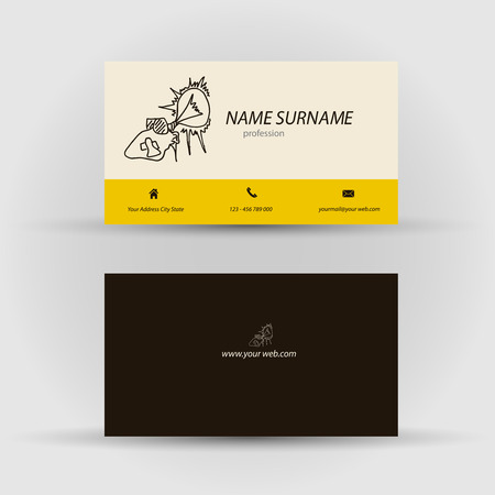 Set of modern vector business card template with face - front and back sideのイラスト素材