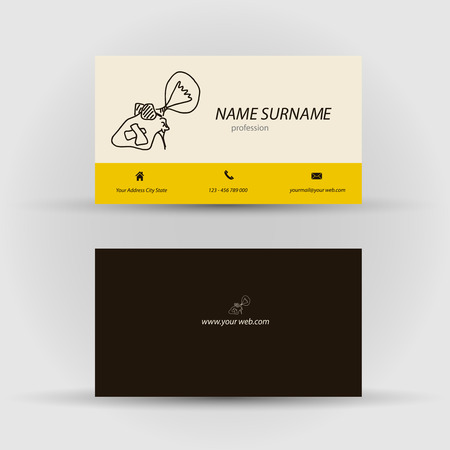 Set of modern vector business card template with face - front and back sideのイラスト素材