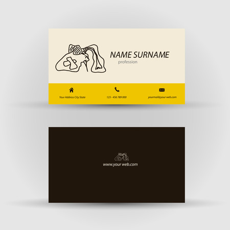 Set of modern vector business card template with face - front and back sideのイラスト素材