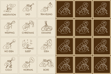 Set memory game, faces, temper  Vector  Illustration のイラスト素材