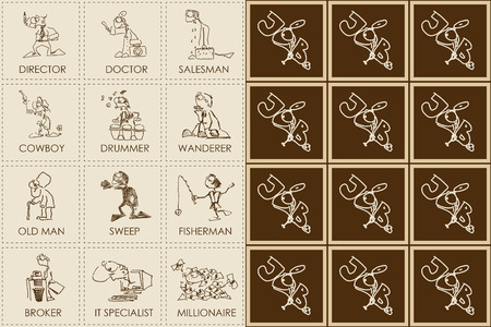 Set memory game, jobs, figure  Vector  Illustration のイラスト素材