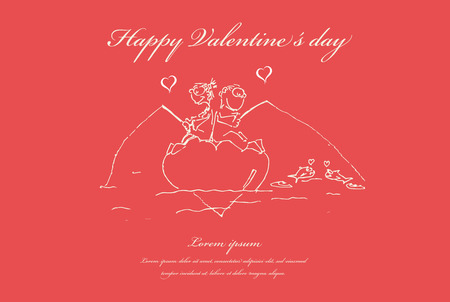 Happy Valentines day, wedding greeting card. Vector. Illustration.のイラスト素材