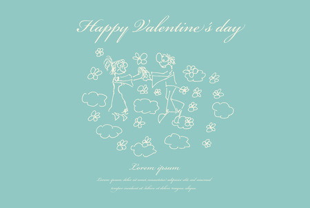 Happy Valentines day, wedding greeting card. Vector. Illustration.のイラスト素材