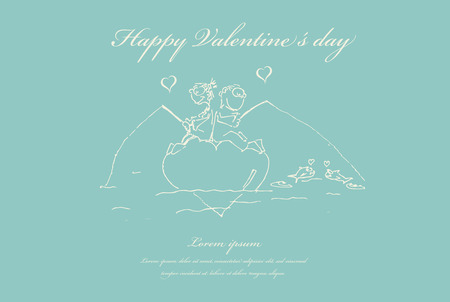 Happy Valentines day, wedding greeting card. Vector. Illustration.のイラスト素材