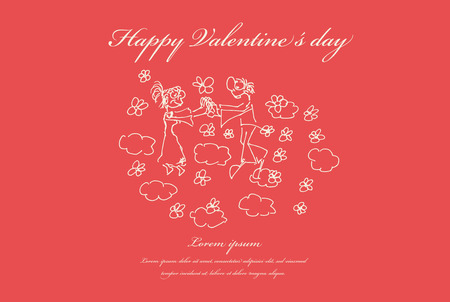 Happy Valentines day, wedding greeting card. Vector. Illustration.のイラスト素材