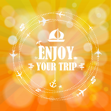Summer holidays. Enjoy your trip poster vector background. Illustration.のイラスト素材