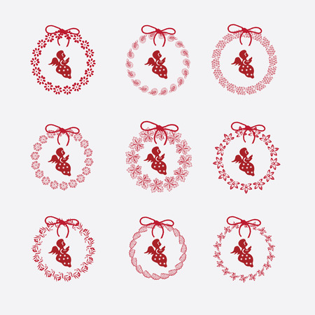 Christmas ball, christmas bauble vector icons setのイラスト素材