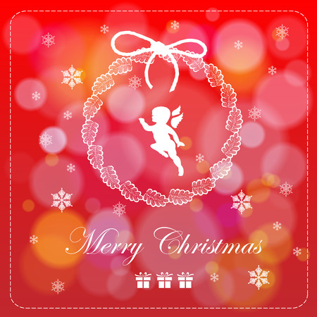 I Wish You A Merry Christmas, Vintage card, Vector, Illustrationのイラスト素材