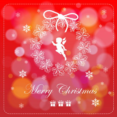 I Wish You A Merry Christmas, Vintage card, Vector, Illustrationのイラスト素材