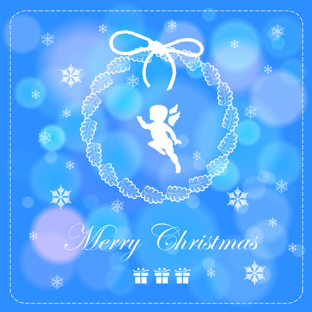 I Wish You A Merry Christmas, Vintage card, Vector, Illustrationのイラスト素材