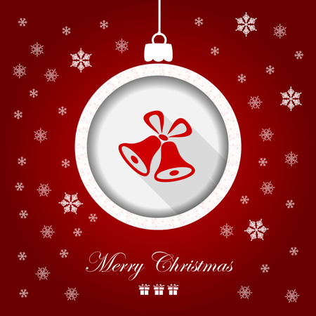 Xmas greeting card with Christmas ball from red backgroundのイラスト素材