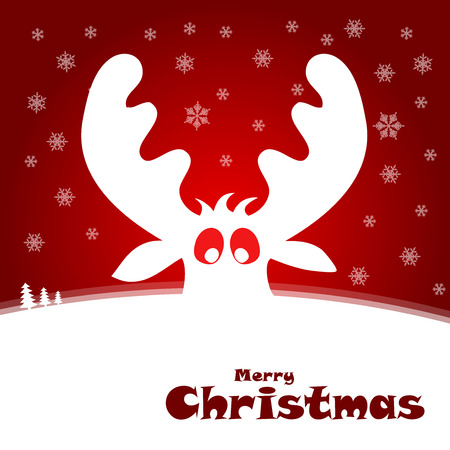 christmas illustration with funny deer, vectorのイラスト素材