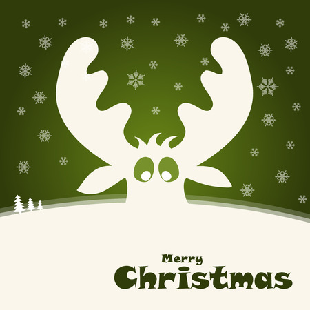 christmas illustration with funny deer, vectorのイラスト素材