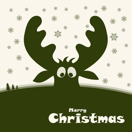 christmas illustration with funny deer, vectorのイラスト素材