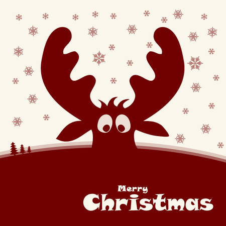 christmas illustration with funny deer, vectorのイラスト素材