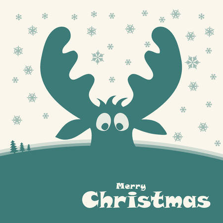 christmas illustration with funny deer, vectorのイラスト素材
