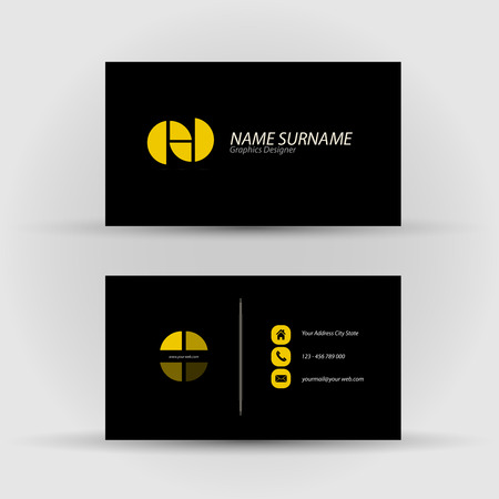 Set of modern vector business card template - front and mack sideのイラスト素材