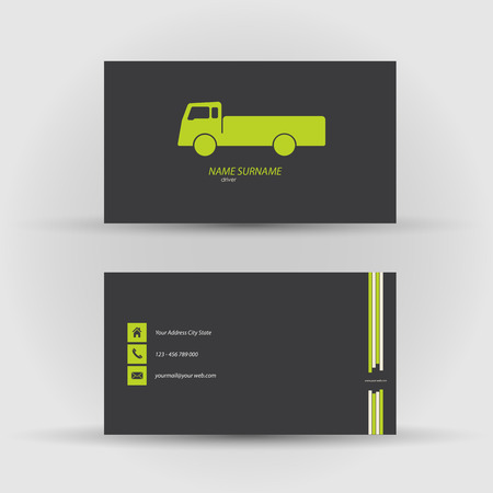 Set of modern vector business card , driver - front and mack sideのイラスト素材