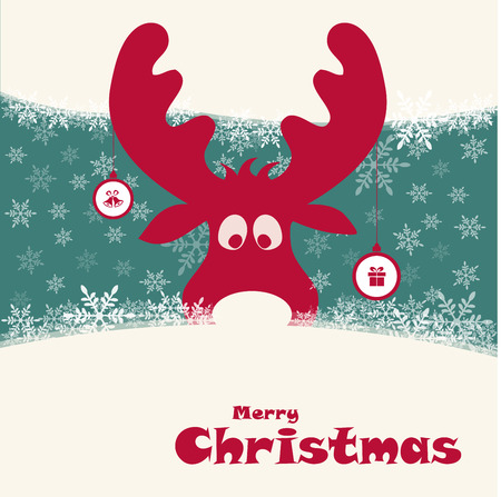 christmas illustration with funny deerのイラスト素材