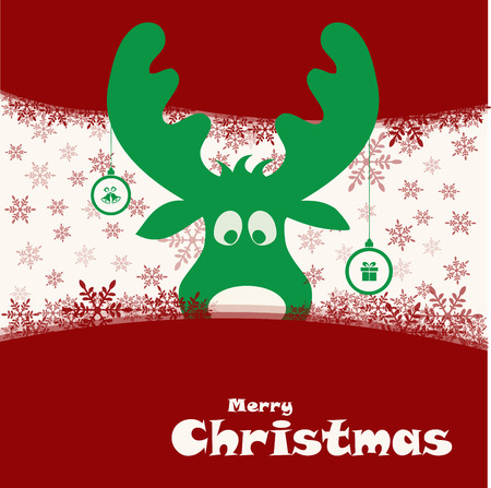 christmas illustration with funny deerのイラスト素材