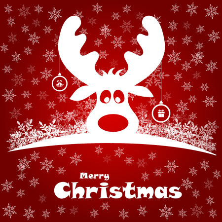 christmas illustration with funny deerのイラスト素材