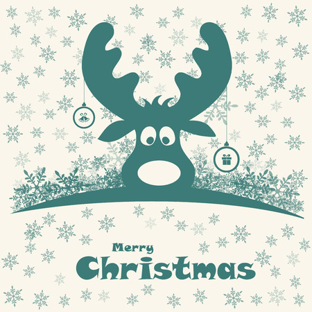 christmas illustration with funny deerのイラスト素材